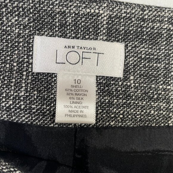 LOFT Lightweight Tweed Skirt Size 10 Fluted Hem Silk Blend Tweed Midi - Picture 10 of 10